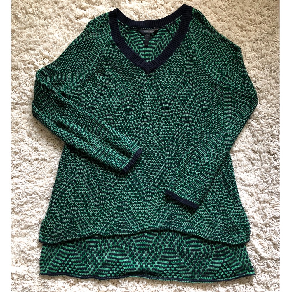 BCBGMaxAzria Sweater, Green & Navy Blue