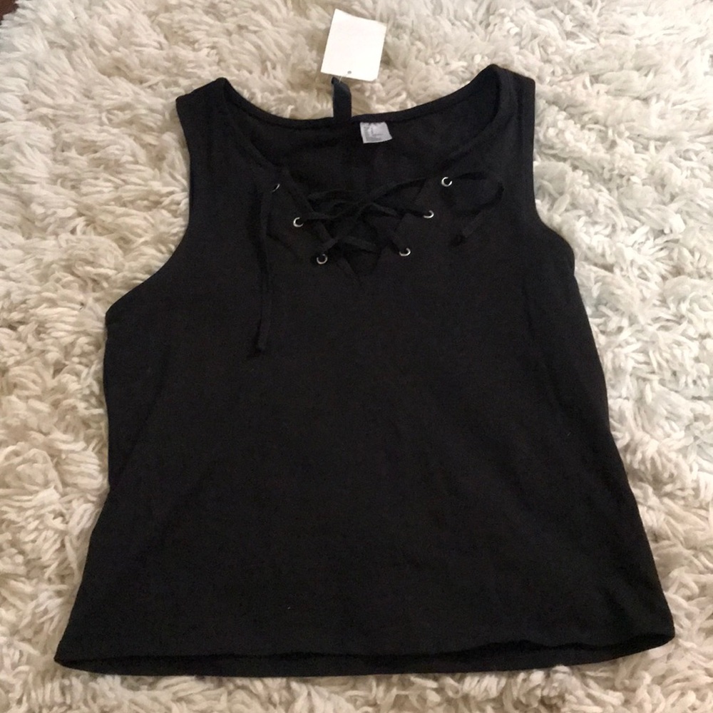 Super cute tank with pull strings in the front