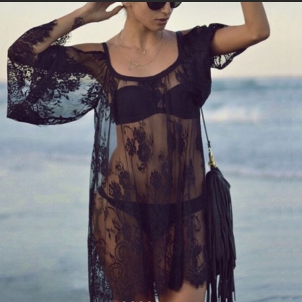 Black lace cover up