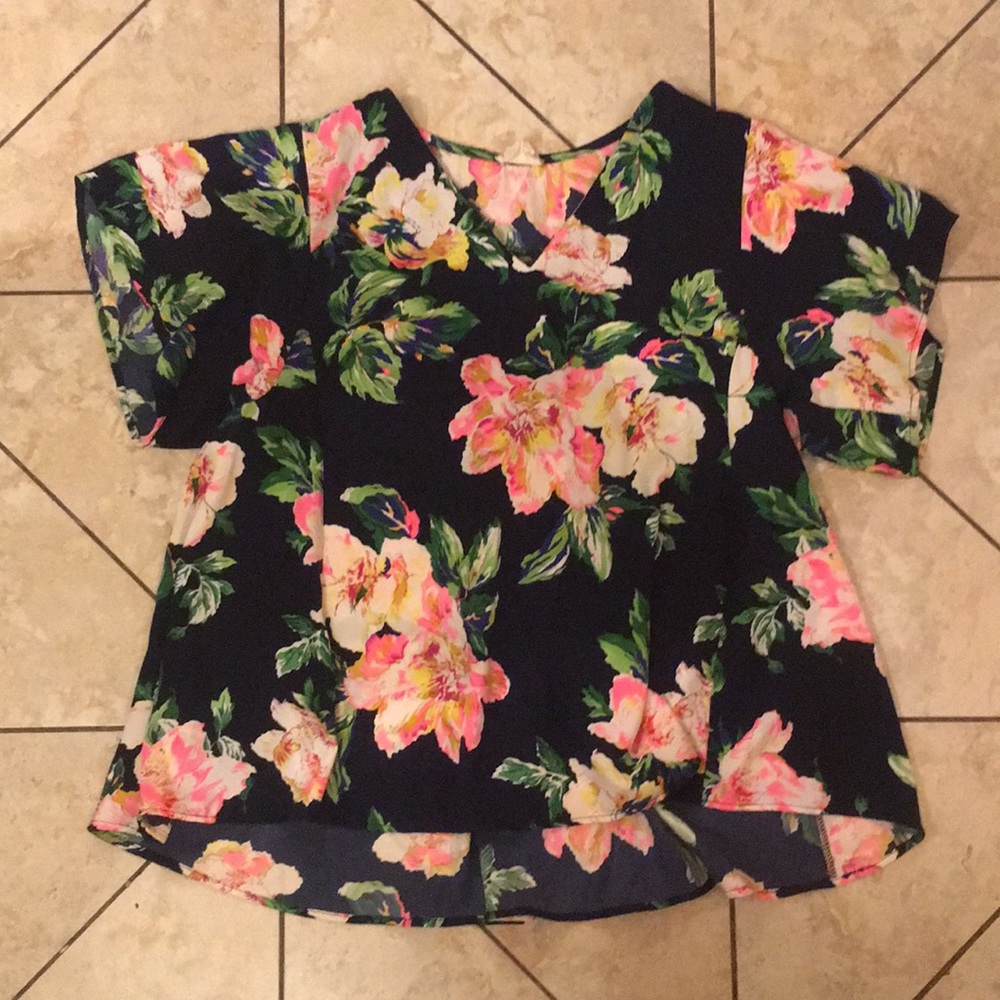Blue with flower design top