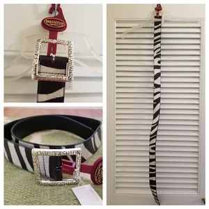 Brighton Zebra Print Belt with Silver Buckle