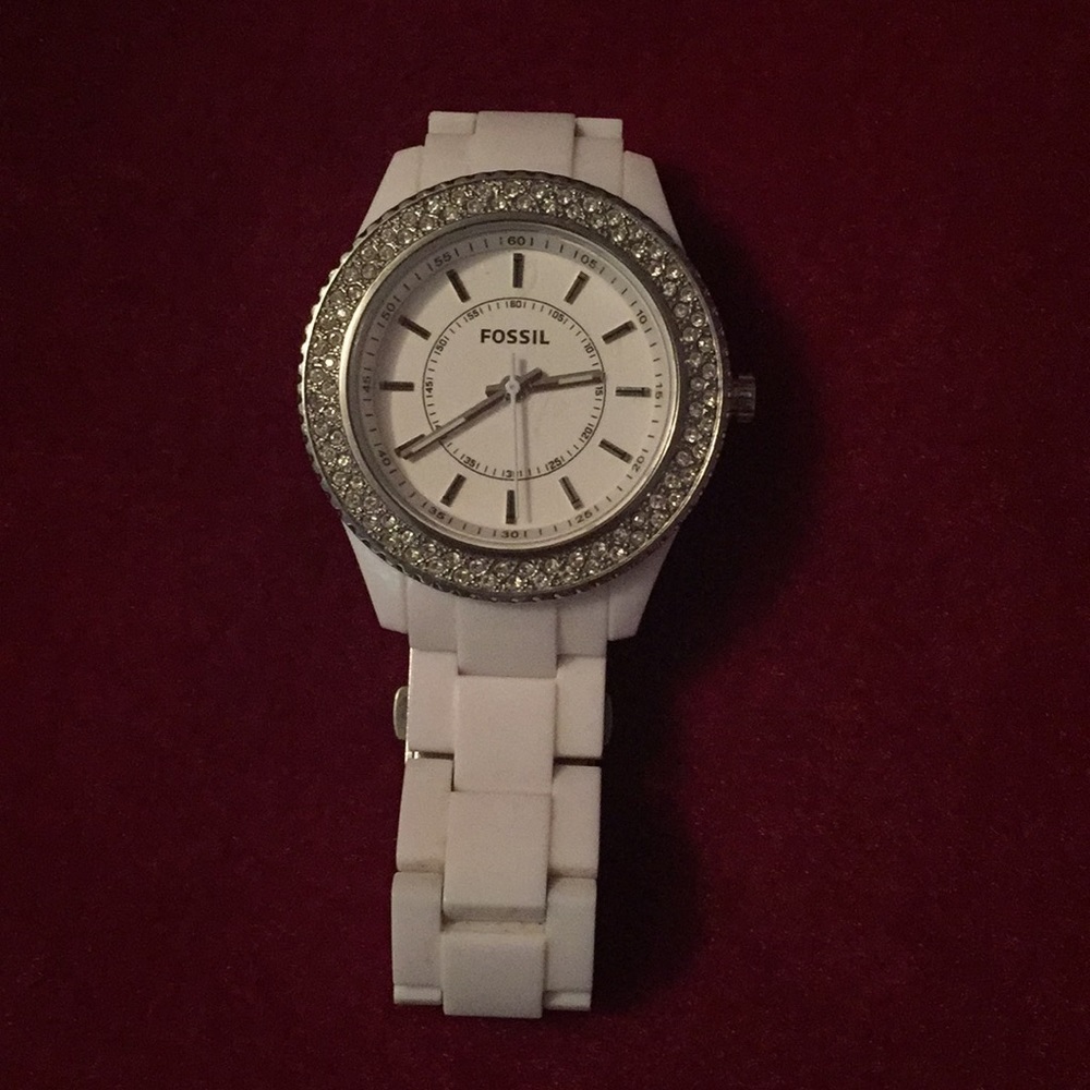 White Fossil Watch