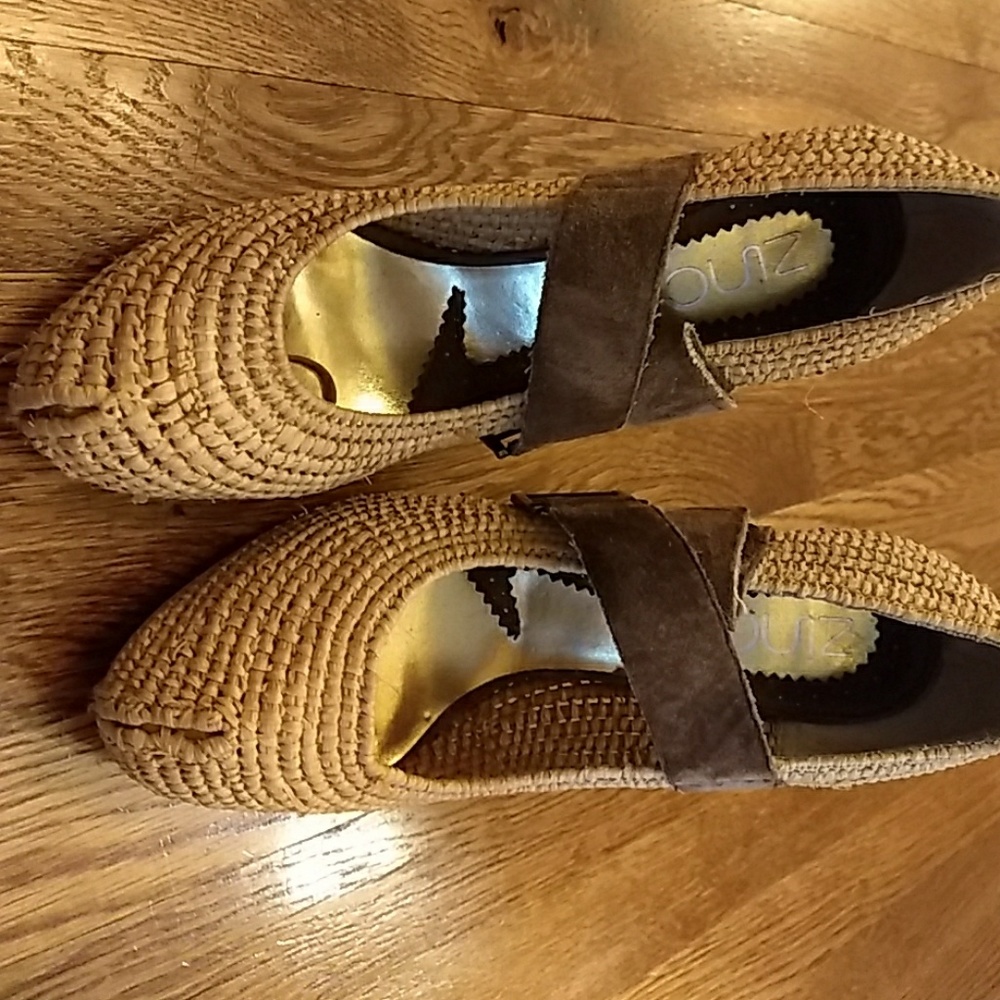 Zinc super high heel basket weave material