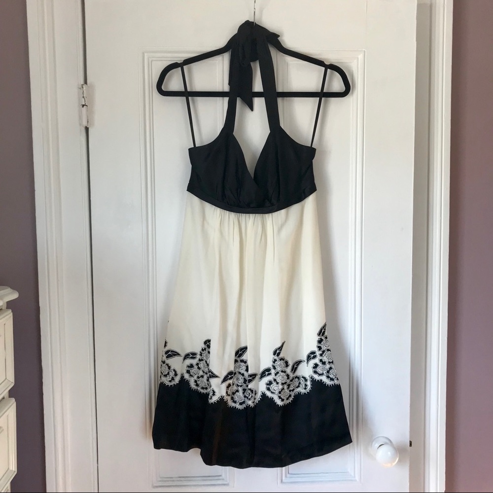 BCBG Silk Embroidered Design Cocktail Dress