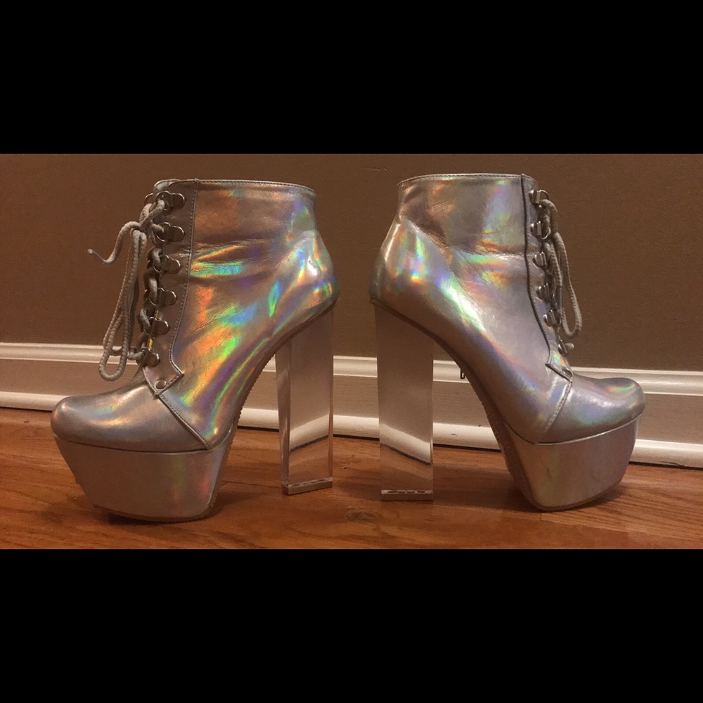 Platform iridescent booties PaperFox
