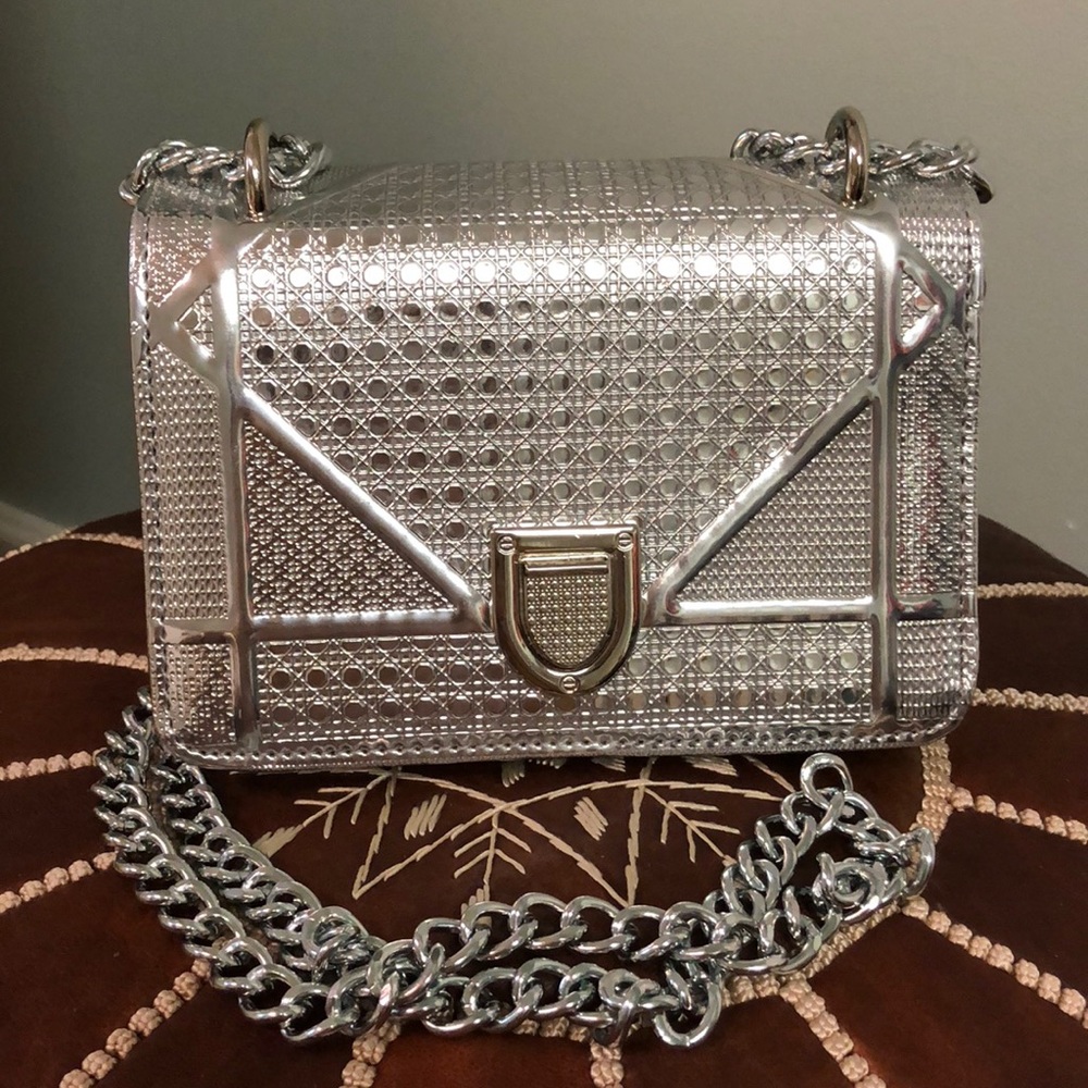 Silver Metallic Crossbody Bag