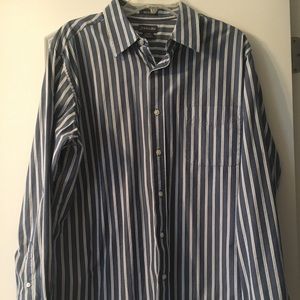 Blue and White Striped Dress Shirt