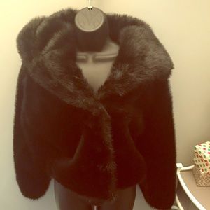 Express black faux fur hooded jacket