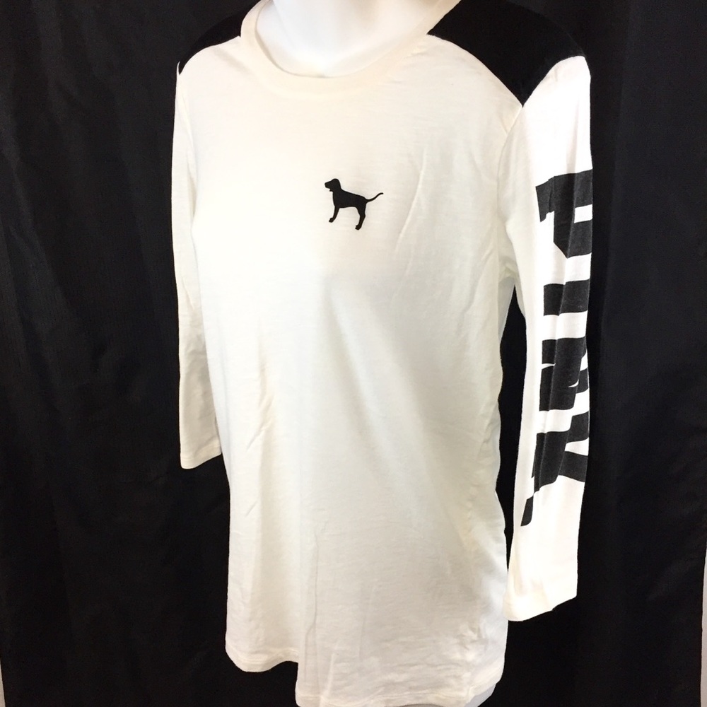 PINK Victoria’s Secret Black/White 3/4 Sleeve Top