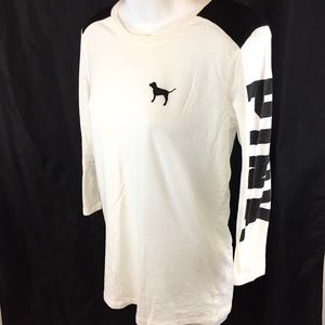 PINK Victoria’s Secret Black/White 3/4 Sleeve Top