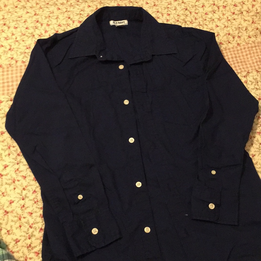 Old Navy boys blue button down shirt large 10/12
