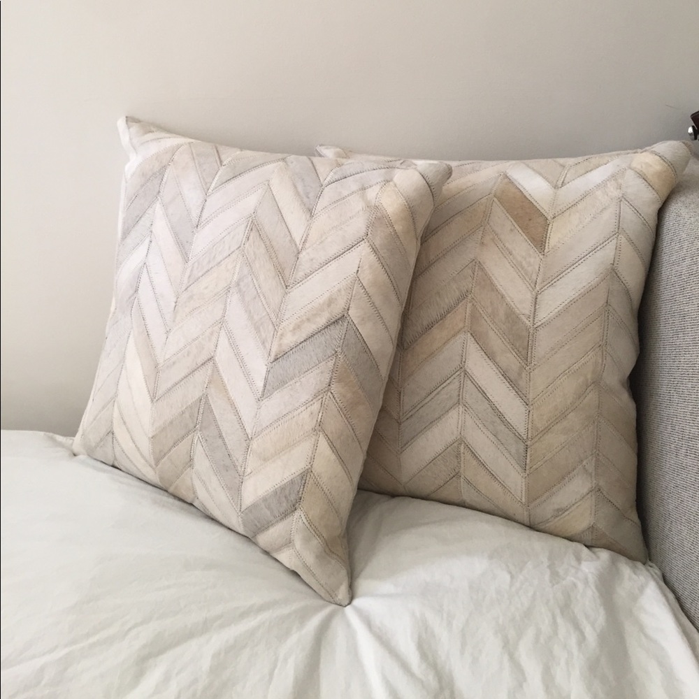 SET OF COWHIDE CHEVRON PILLOWS