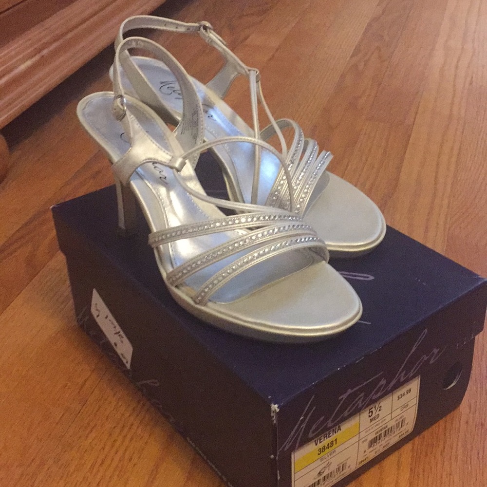 Strappy silver heels