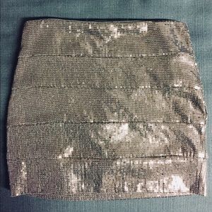 Bronze Metallic Sequin Mini Skirt
