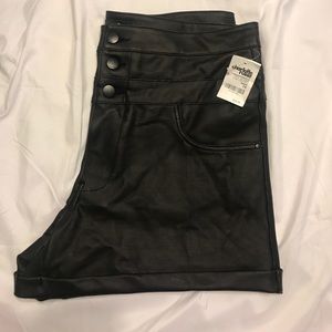 Leather high waisted shorts