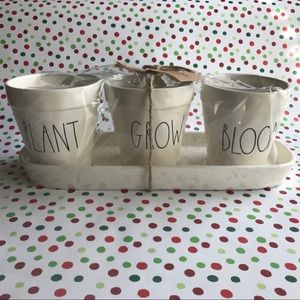 Rae Dunn Magenta PLANT GROW BLOOM Planters