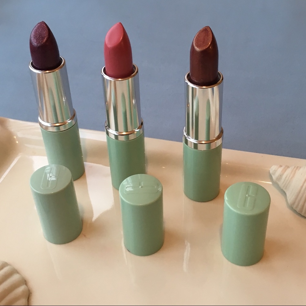 New Clinique lipsticks in 3 different colors.