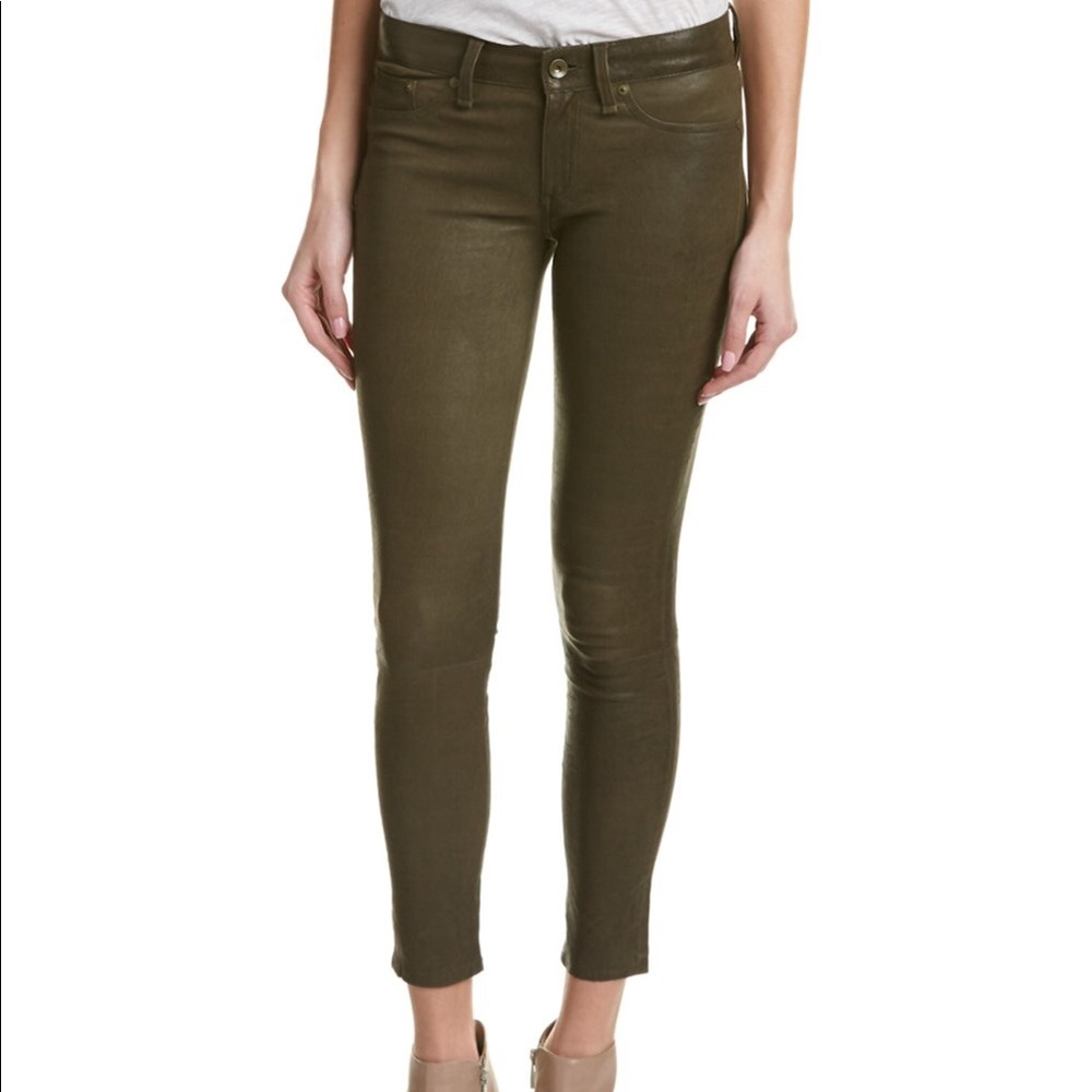 Rag & Bone ankle length leather jeans