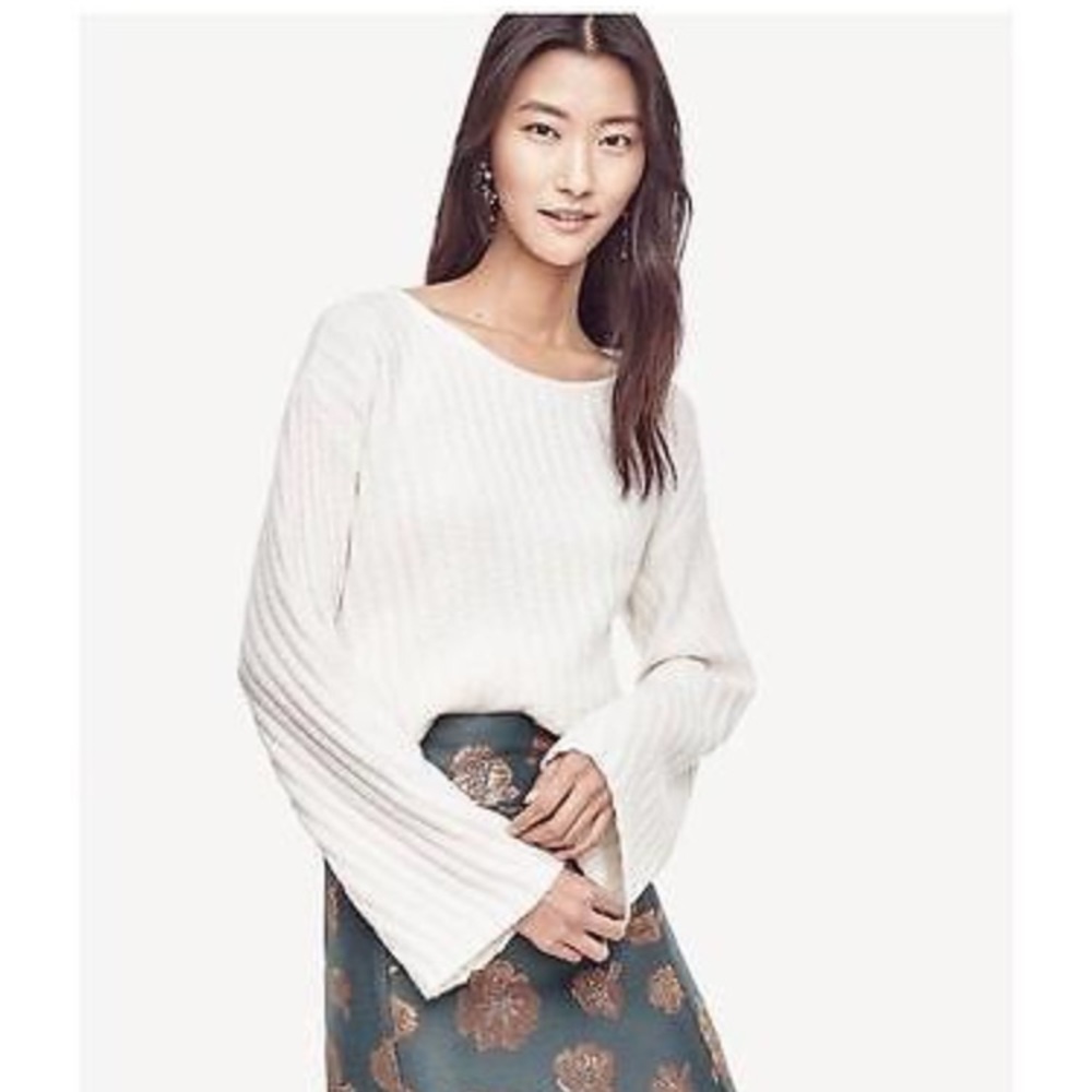 NWT Ann Taylor White bell sleeve sweater.