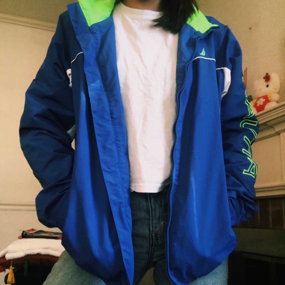 vintage blue nautica windbreaker