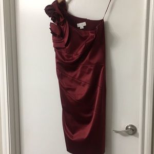Jessica Simpson Burgundy One-shouldered Dress