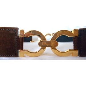 Salvatore Ferragamo Brown Suede Belt Vintage