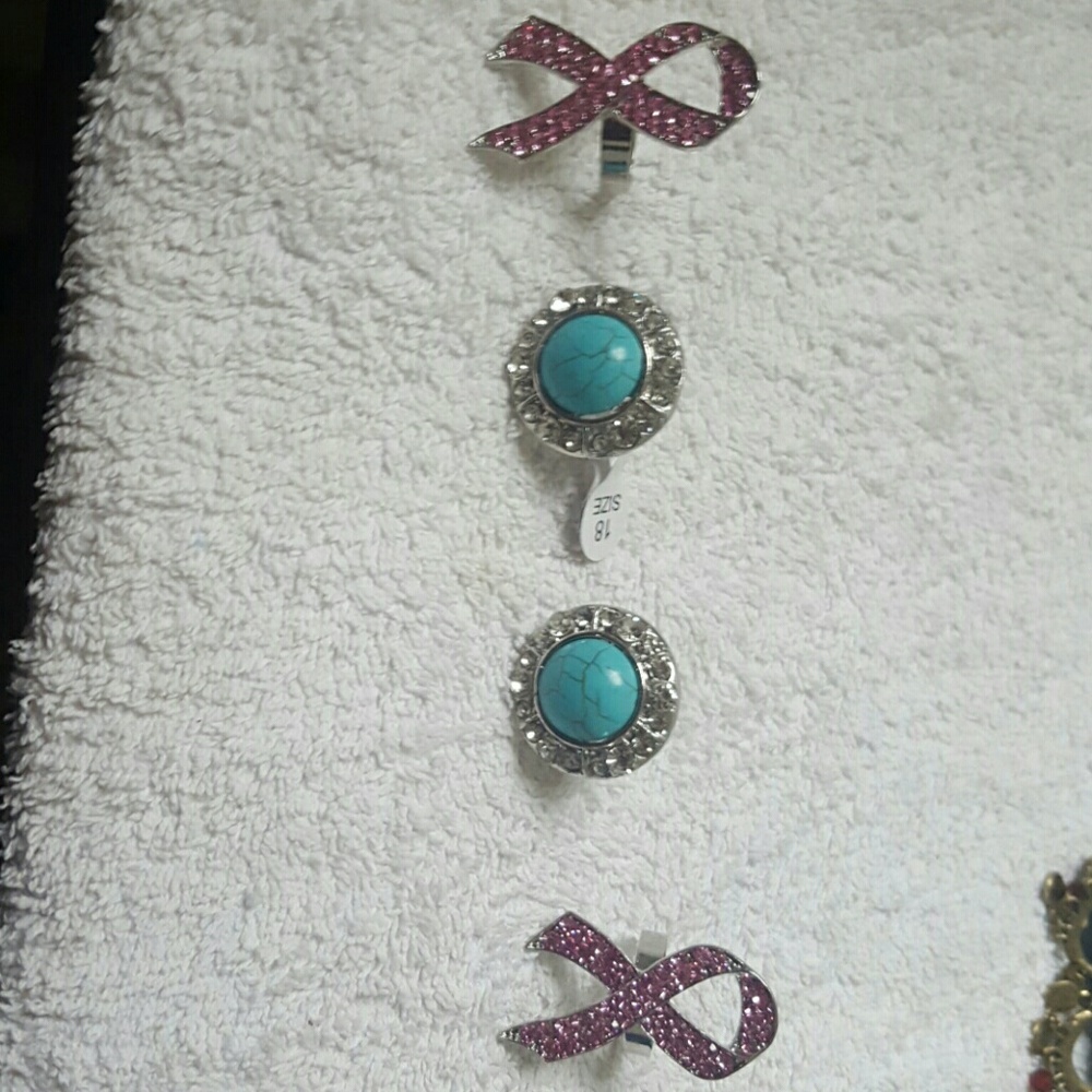 Breast cancer ring and turquoise ring