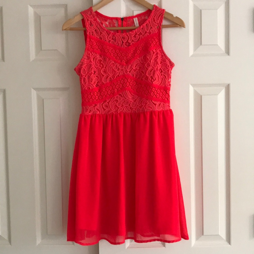 Bright coral tank dress