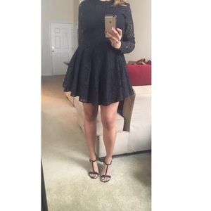Black Lace Skater Dress