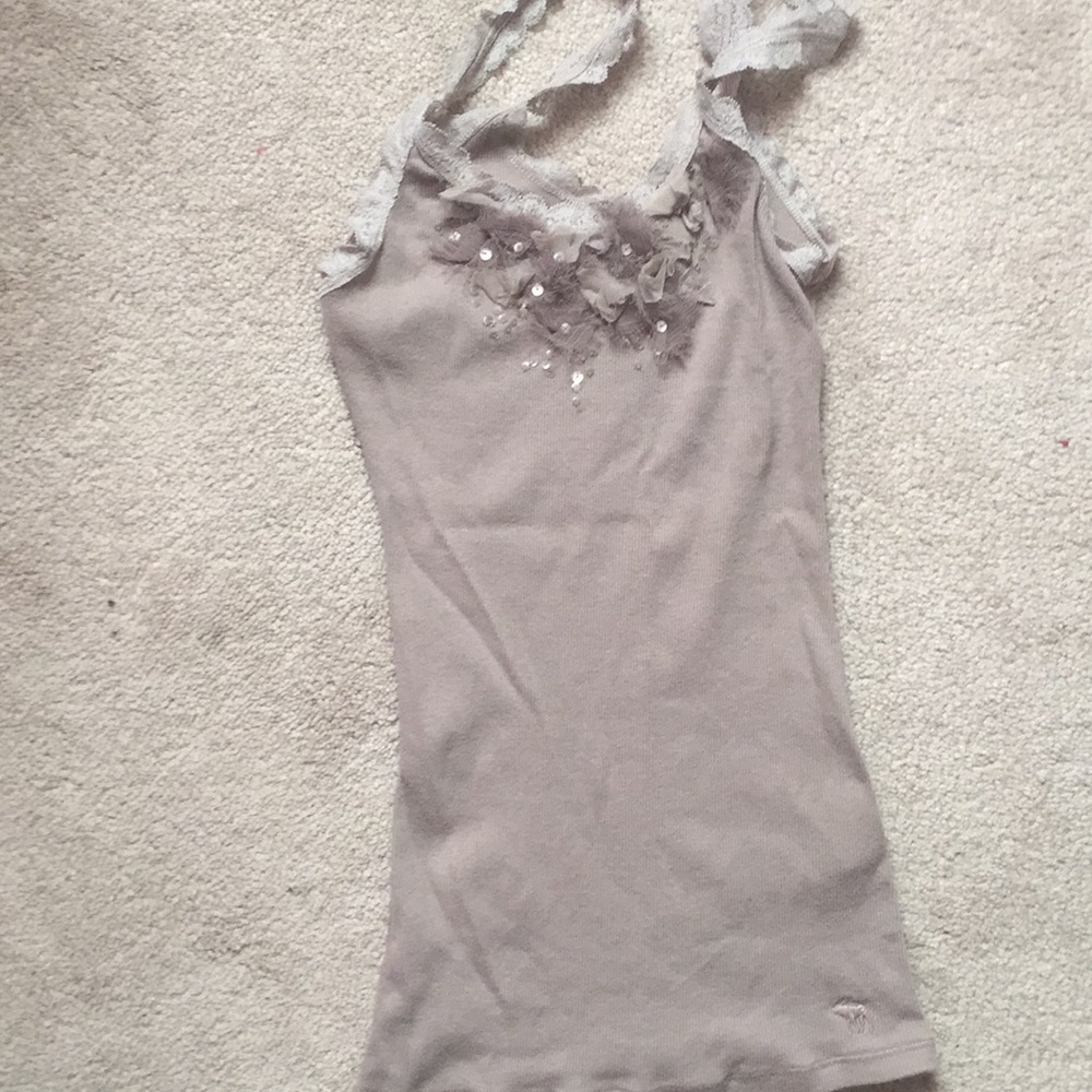A&F light brown floral tank top