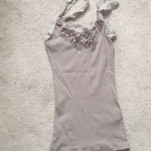 A&F light brown floral tank top