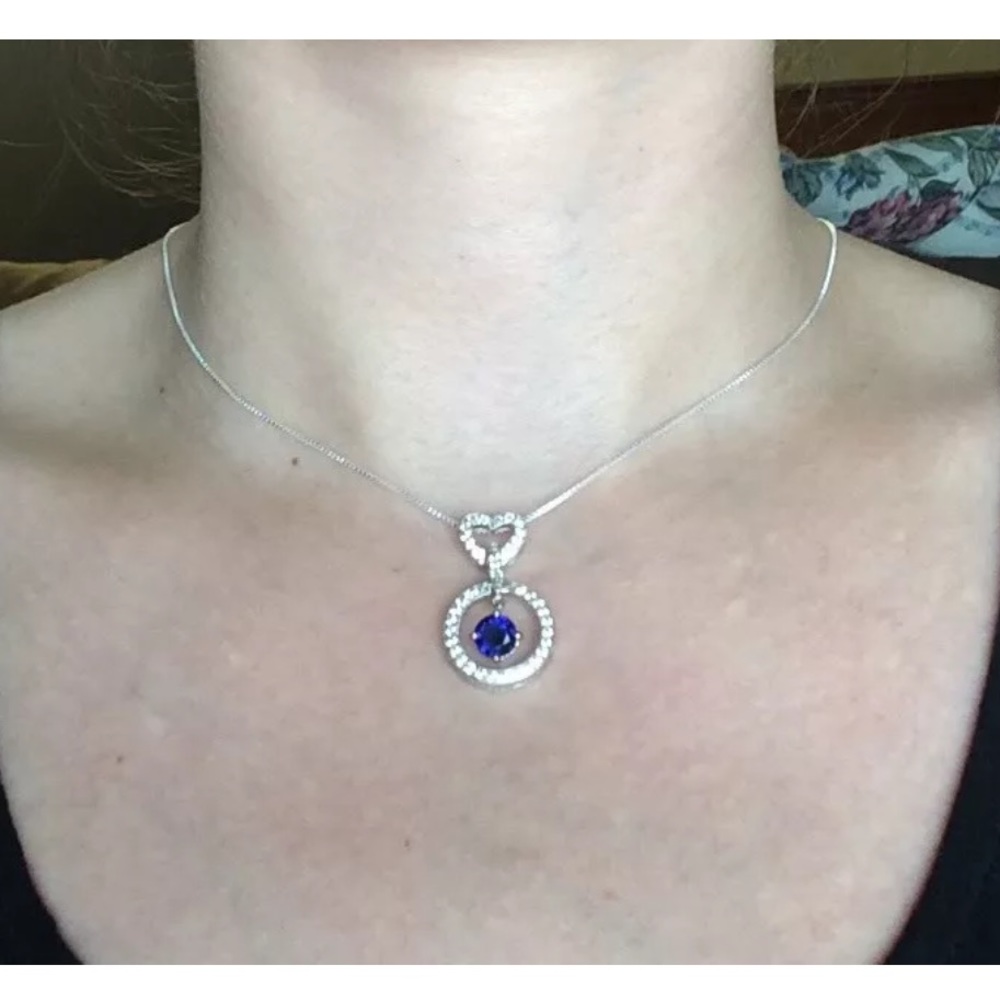 2CT Sapphire & Topaz Silver Pendant - Picture 2 of 4