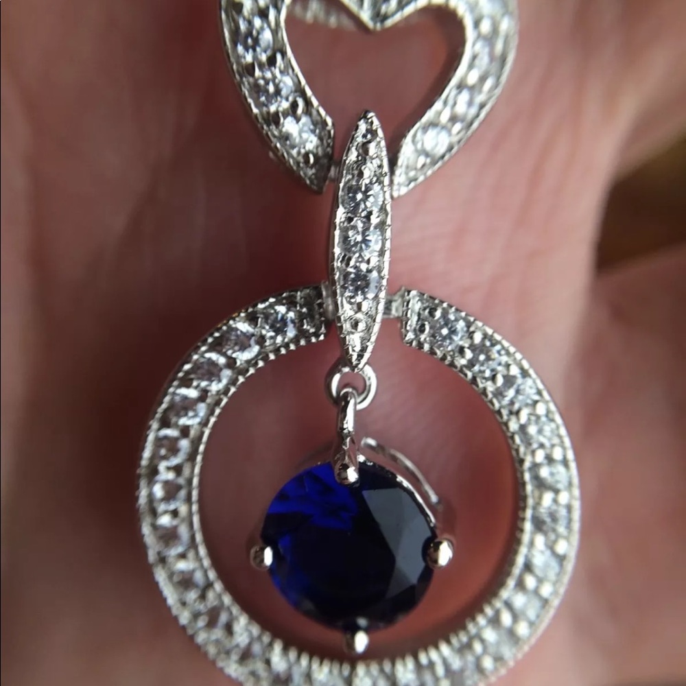 2CT Sapphire & Topaz Silver Pendant - Picture 3 of 4