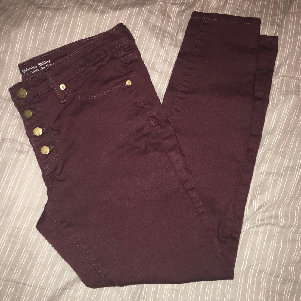 Maroon skinny jeans