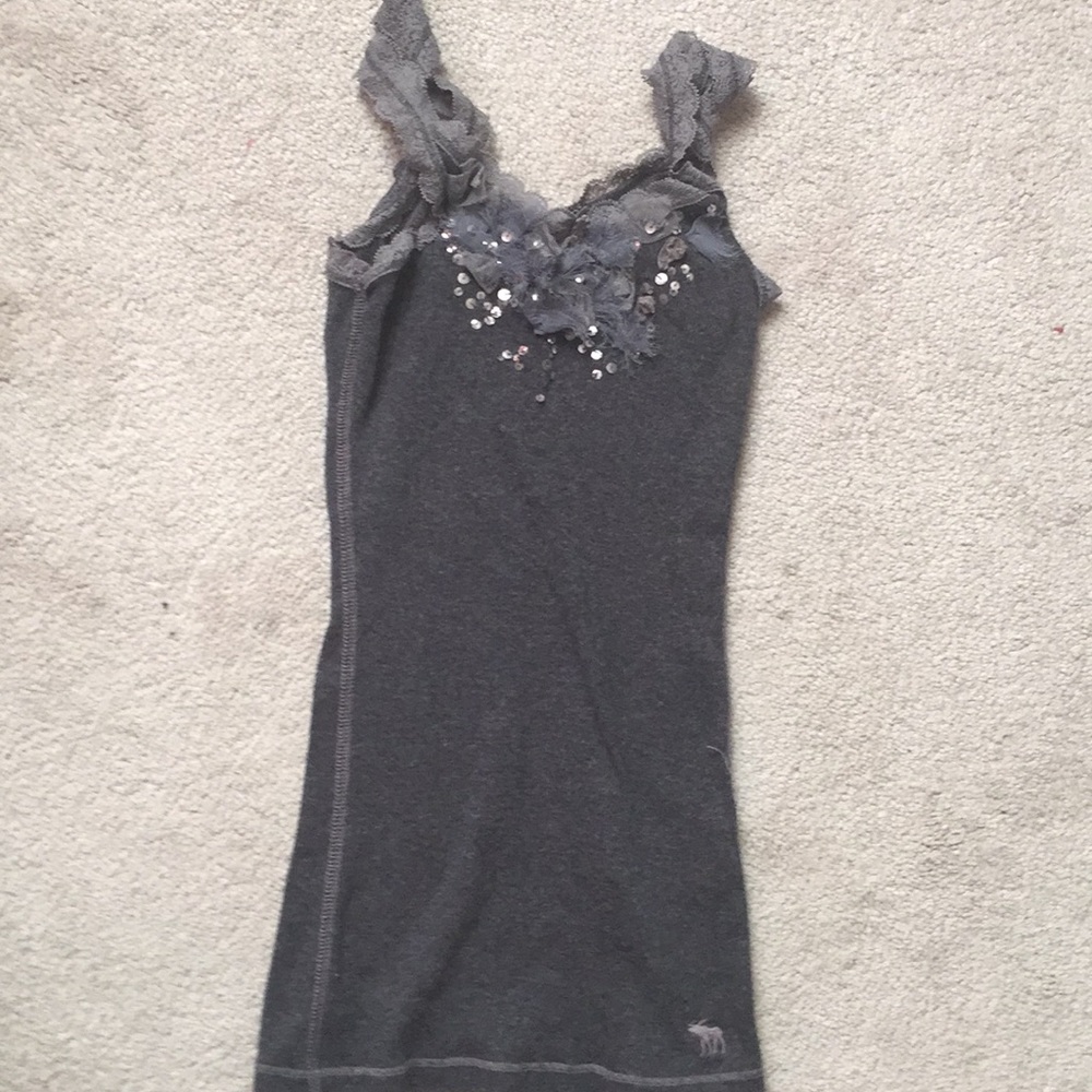 A&F gray floral tank top