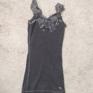 A&F gray floral tank top