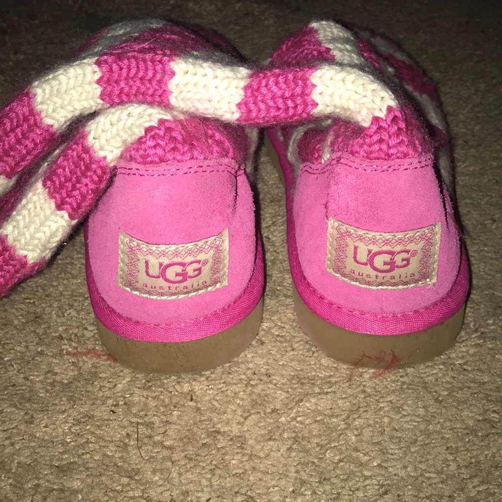 Uggs Tall Knit White and Pink Stripe