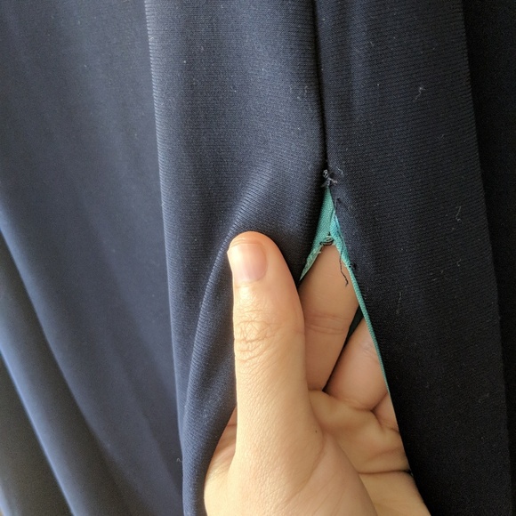 Navy Blue and Teal Sweetheart Beaded Prom Gown - Picture 6 of 8