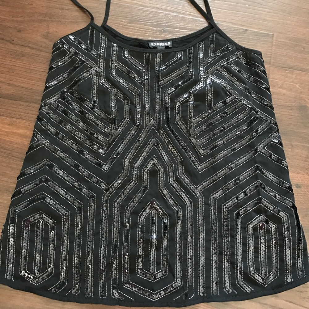 Open back tank top sequins sexy WOW