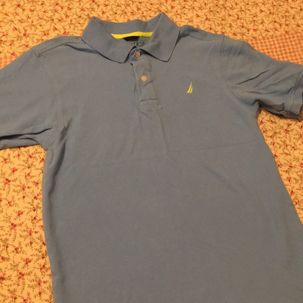 Boys Nautical size large 14/16 blue polo