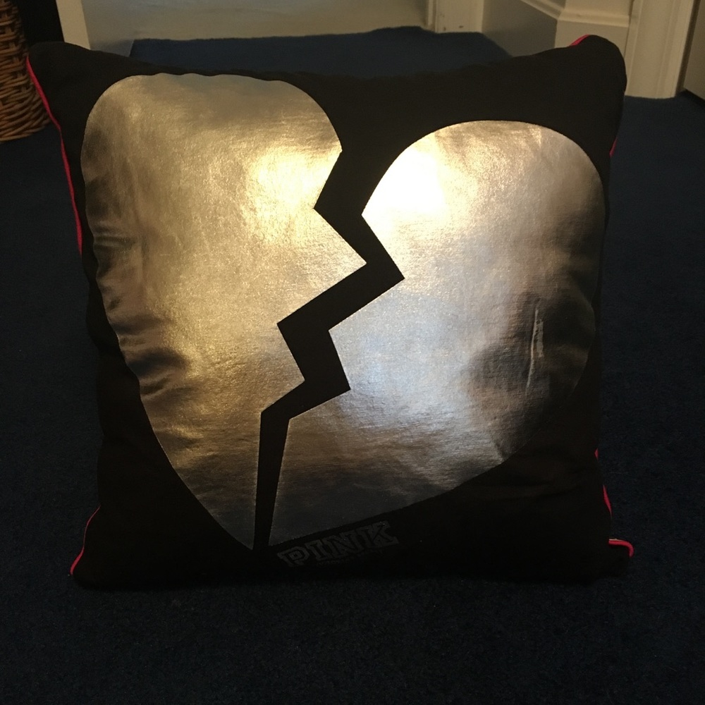 VS Pink Black & Silver Heartbreak Throw Pillow