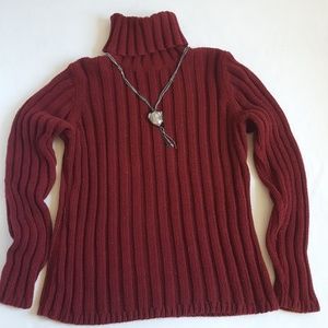 Ribbed Cable Knit Turtleneck Sweater