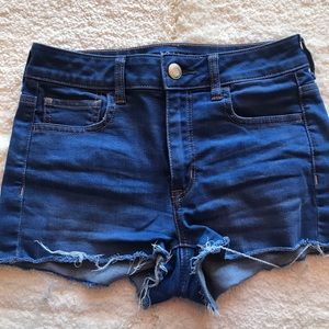 Blue denim high waisted American eagle shorts