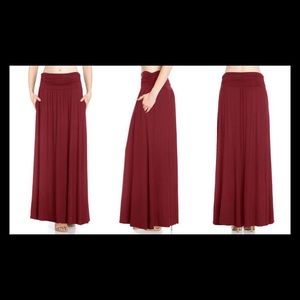 Deep red maxi skirt.