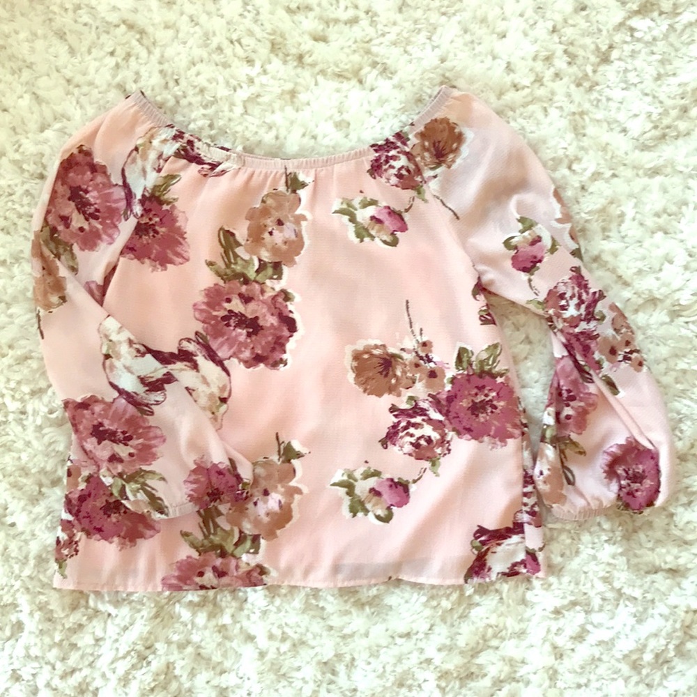 Small blush floral off the shoulder top