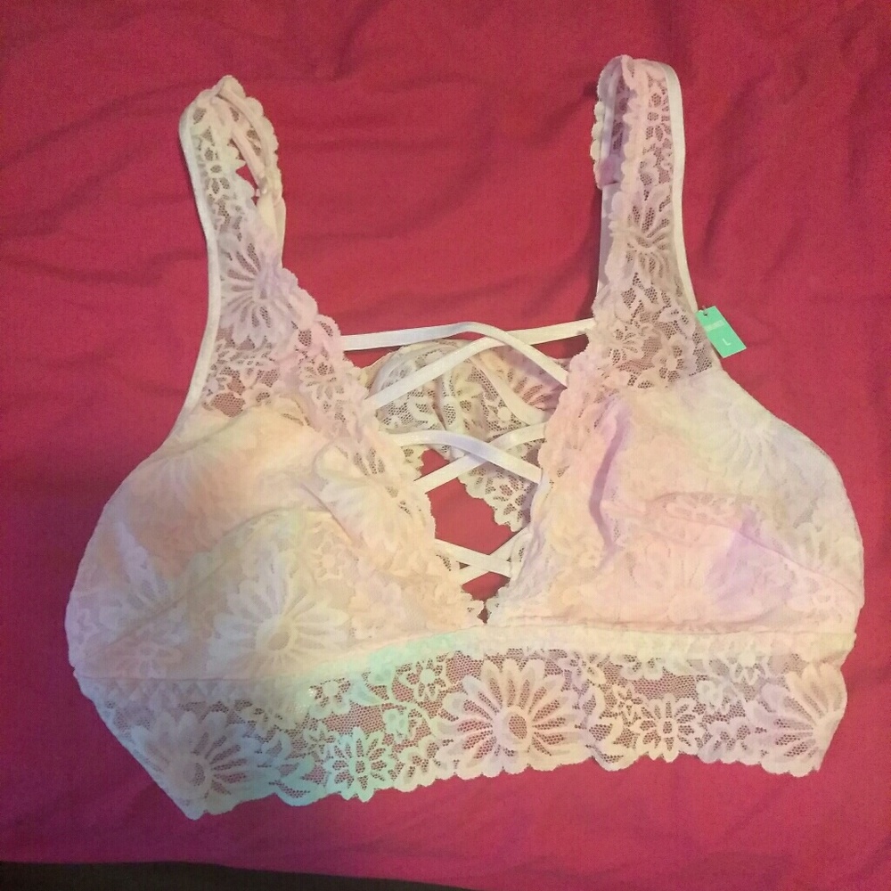 Multicolored PINK Lace-Up Bralette