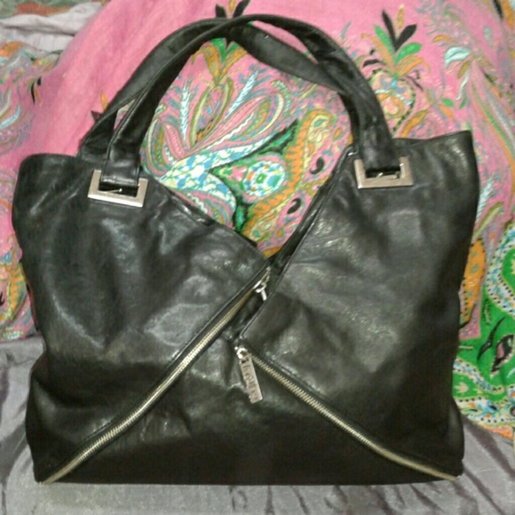 KOOBA Handbags - KOOBA RYDER BLACK LEATHER TOTE BAG