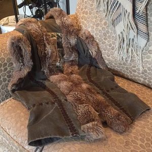 Guess Denim/fur Hoodie Vest