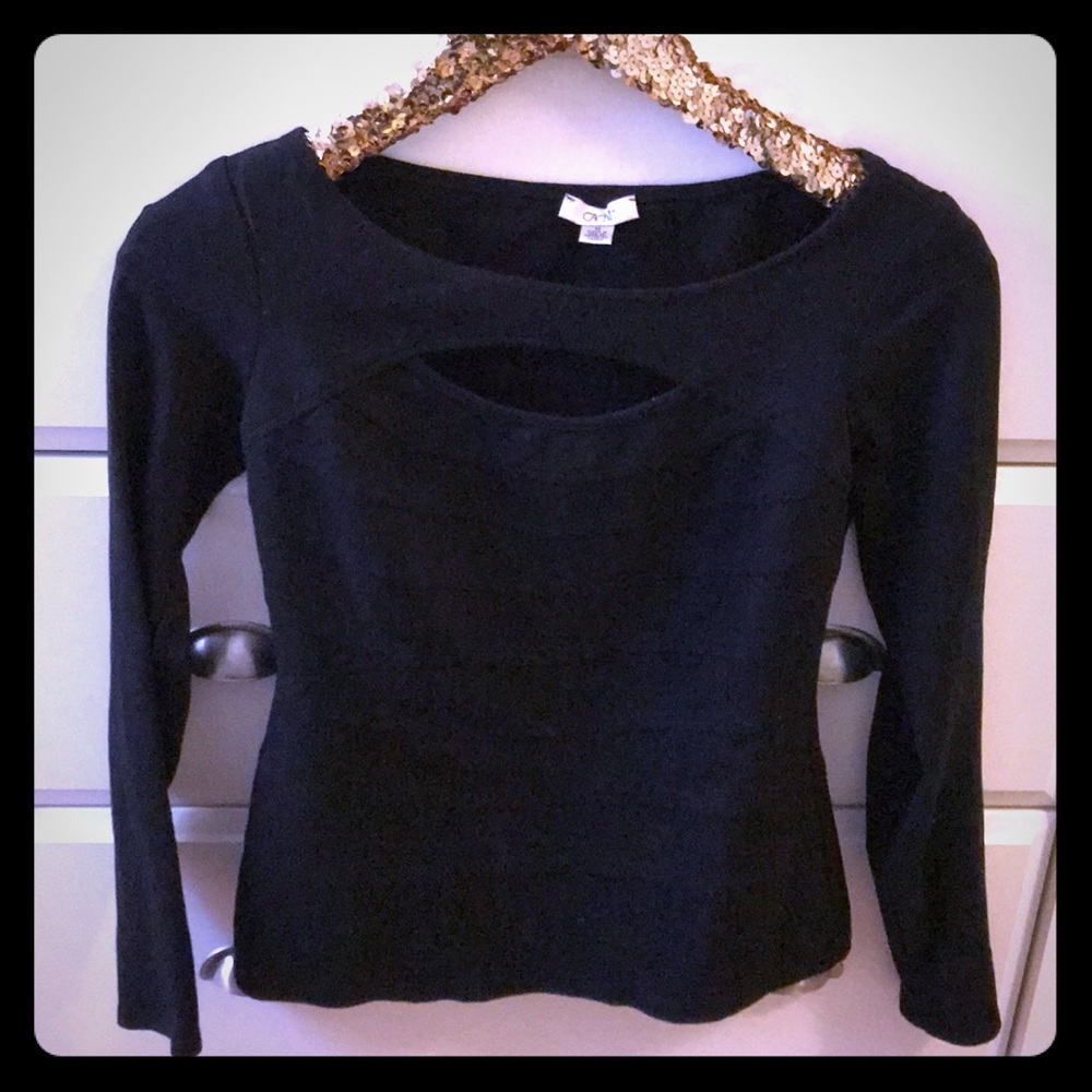Cache Black Keyhole Fitted Top