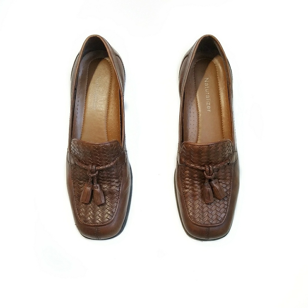 Naturalizer Brown Leather Loafers With Tassels